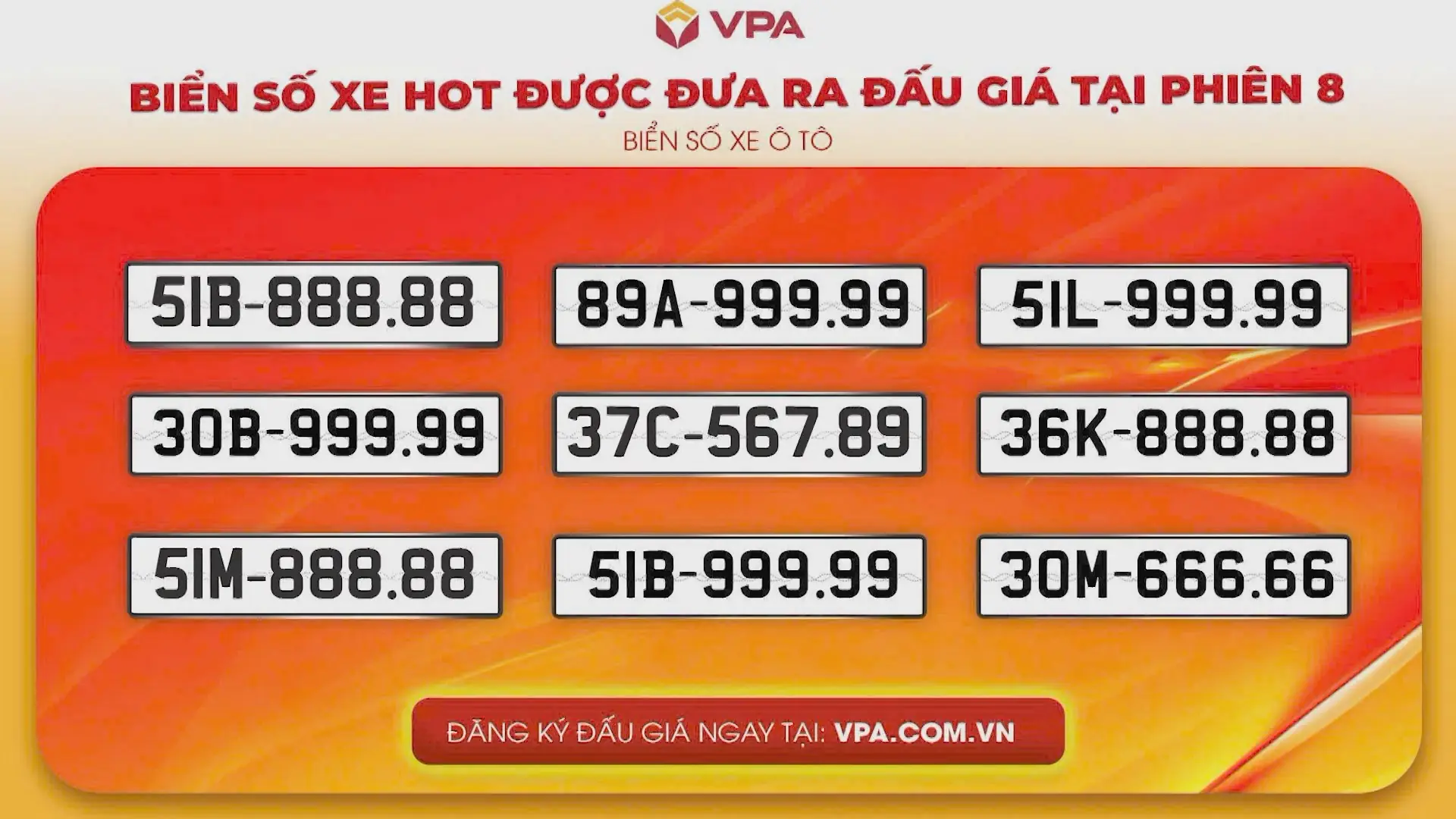 Sắp đấu giá hàng chục biển số 'ngũ quý', 'tứ quý', 'sảnh tiến'